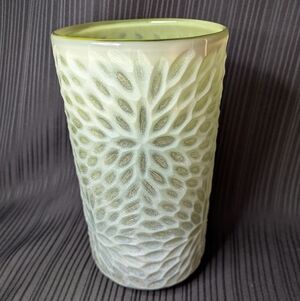 Czech Bohemian Sage Green Art Glass Vase